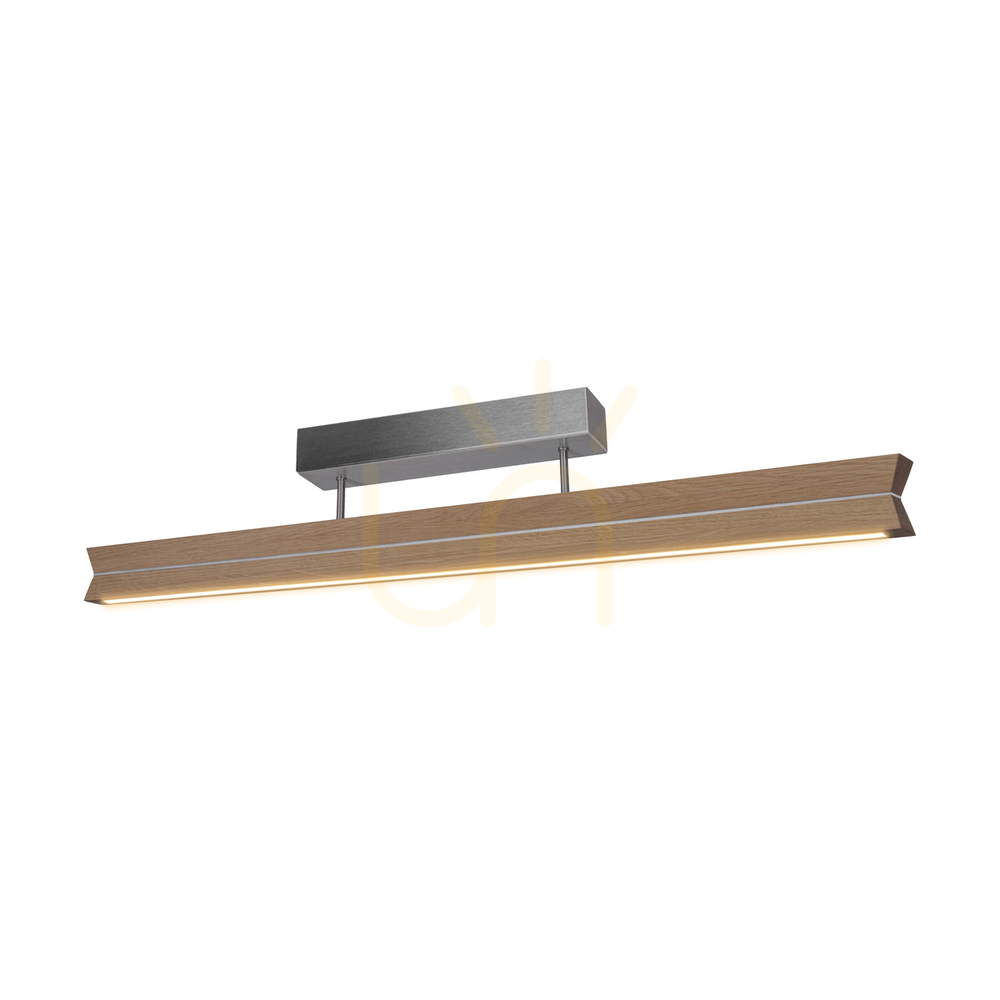 Pohled Dvojité stropní svítidlo, olejovaný dub/matný nikl, 3×LED, 23 W, 100 cm Dvojité stropní svítidlo, olejovaný dub/matný nikl, 3×LED, 23 W, 100 cm