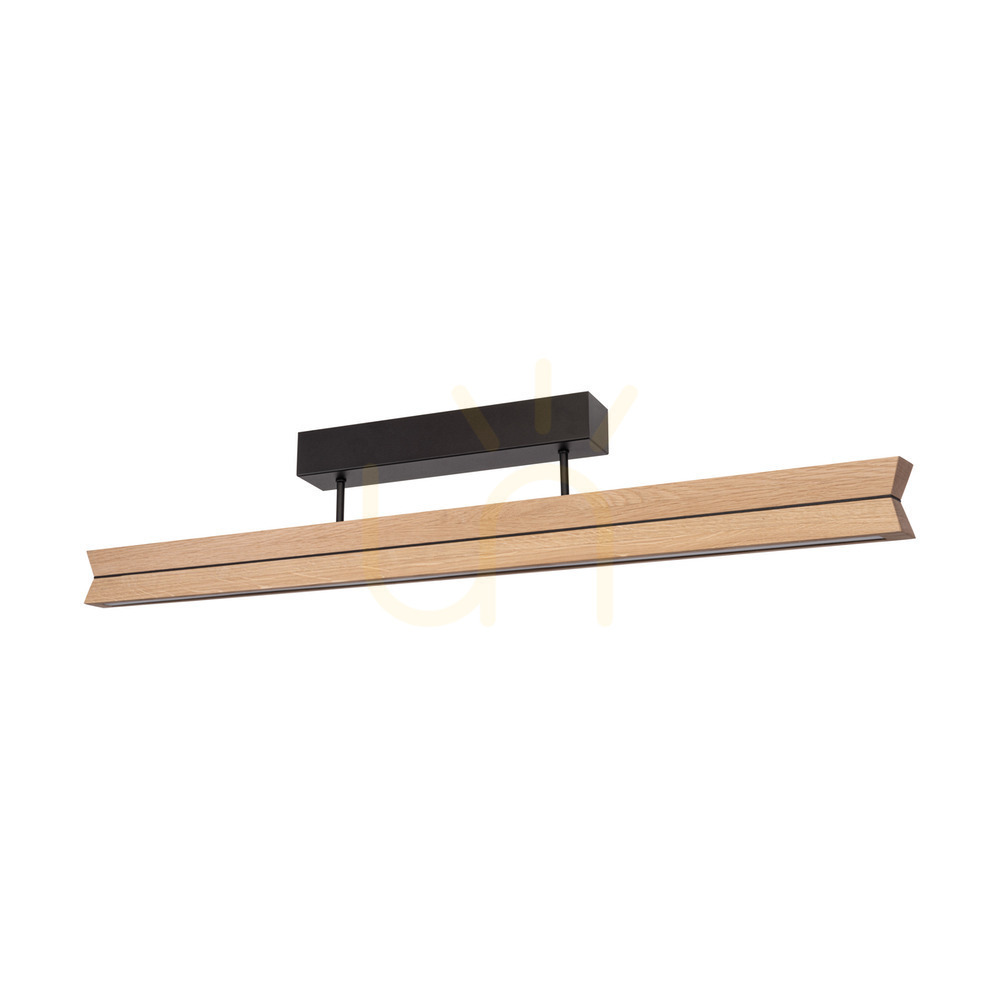 Dvojité stropní svítidlo, olejovaný dub/černá, 3×LED, 23 W, 100 cm