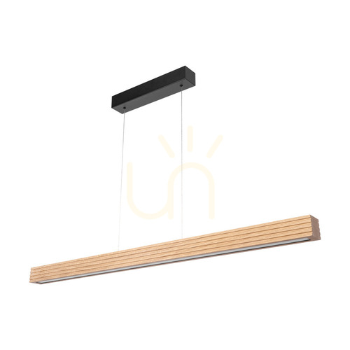 Kontrola Závěsné svítidlo Riflet, olejovaný dub/černá, 3×LED, 47 W, osvětlení nahoru i dolů, 120 cm
