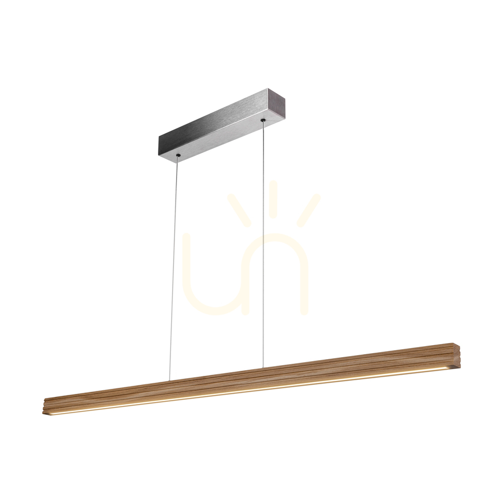 Pohled Závěsné svítidlo Riflet, olejovaný dub/matný nikl, 3×LED, 28 W, osvětlení nahoru i dolů, 120 cm Závěsné svítidlo Riflet, olejovaný dub/matný nikl, 3×LED, 28 W, osvětlení nahoru i dolů, 120 cm