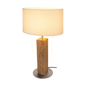 Stolní lampa Riflet, olejovaný dub/matný nikl, krémovo-stříbrný stínidlo, 1xE27, 36 cm small 1