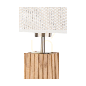 Stolní lampa Riflet, olejovaný dub/matný nikl, krémovo-stříbrný stínidlo, 1xE27, 36 cm small 3