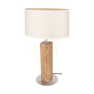Stolní lampa Riflet, olejovaný dub/matný nikl, krémovo-stříbrný stínidlo, 1xE27, 36 cm small 0