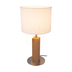 Stolní lampa Riflet, olejovaný dub/matný nikl, bílé stínidlo, 1xE27, Ø22 cm small 1