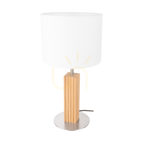Kontrola Stolní lampa Riflet, olejovaný dub/matný nikl, bílé stínidlo, 1xE27, Ø22 cm