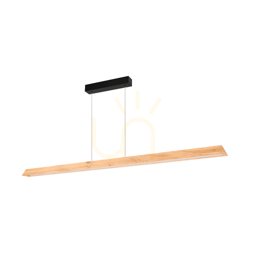 Kontrola Závěsné svítidlo Derott, olejovaný dub/černá, 3xLED, 56 W, osvětlení nahoru i dolů, 160 cm