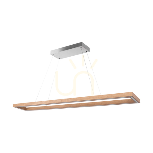 Kontrola Závěsné svítidlo Legno, olejovaný dub/matný nikl, 3xLED, 80 W, osvětlení nahoru i dolů, 164,5 cm