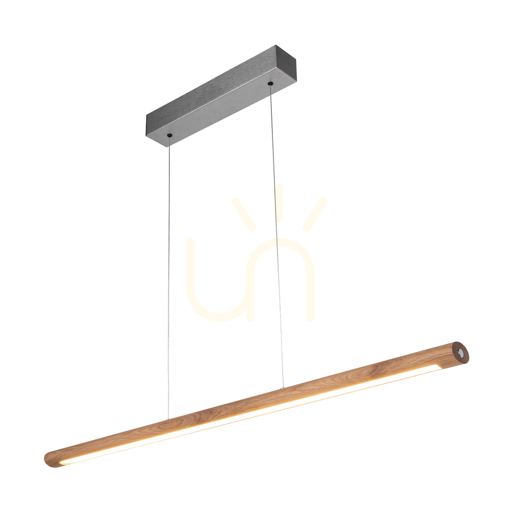 Pohled Závěsné svítidlo Razmus, olejovaný dub/matný nikl, 1xLED 28 W, osvětlení nahoru i dolů, 98 cm Závěsné svítidlo Razmus, olejovaný dub/matný nikl, 1xLED 28 W, osvětlení nahoru i dolů, 98 cm