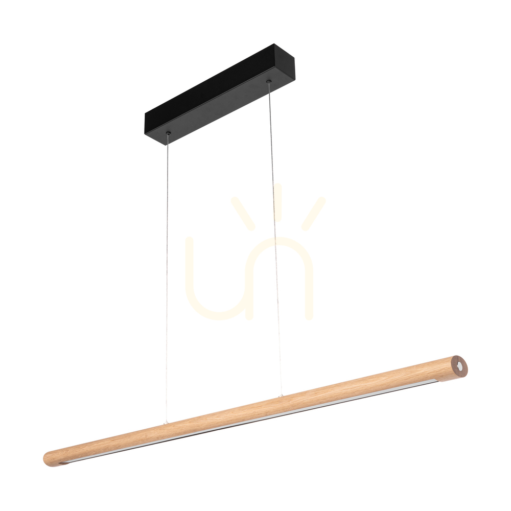 Závěsné svítidlo Razmus, olejovaný dub/černá, 1×LED 28 W, osvětlení nahoru i dolů, 98 cm