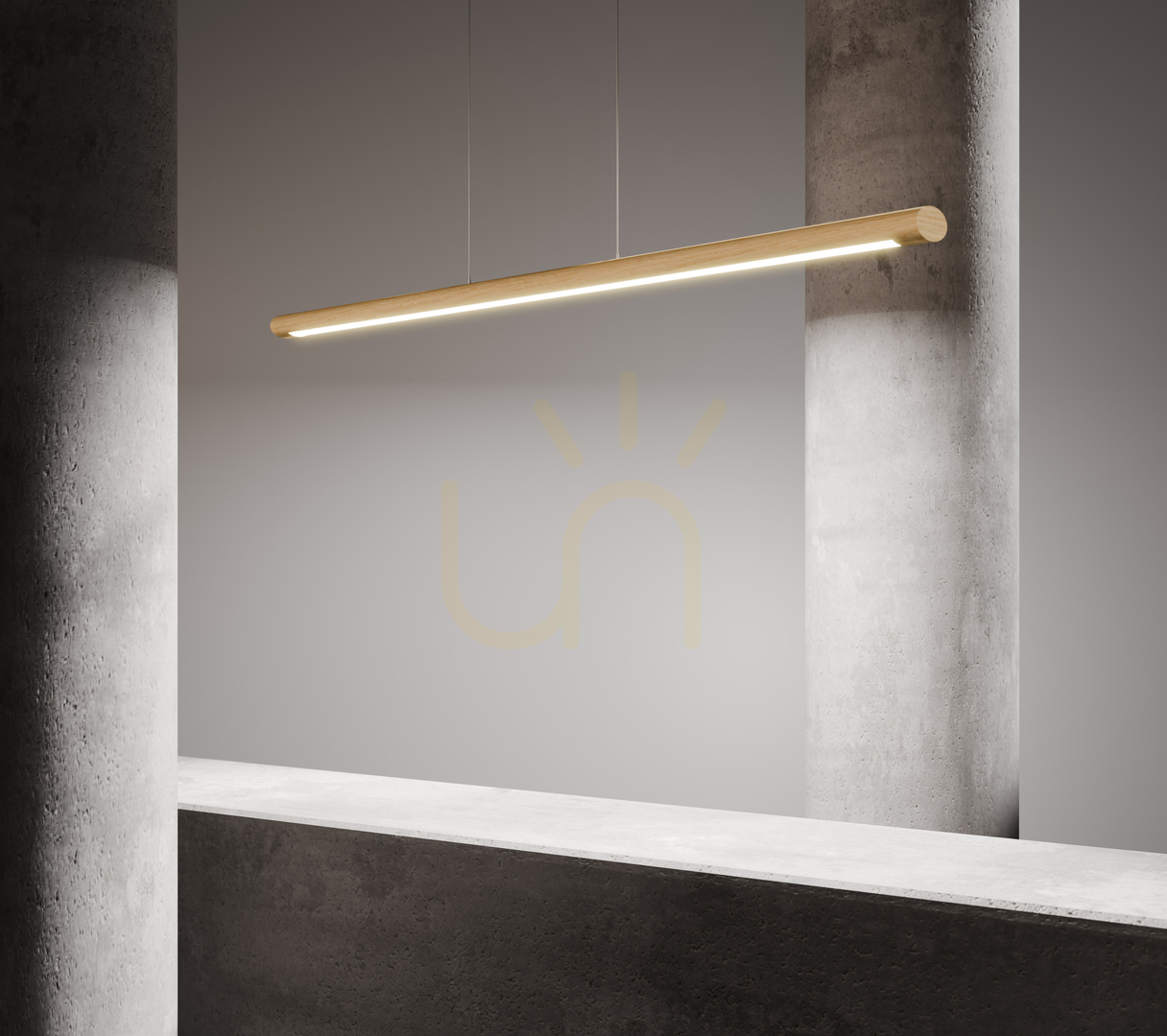 Pohled Závěsné svítidlo Razmus, olejovaný dub/matný nikl, 1xLED 46 W, osvětlení nahoru i dolů, 158 cm Závěsné svítidlo Razmus, olejovaný dub/matný nikl, 1xLED 46 W, osvětlení nahoru i dolů, 158 cm