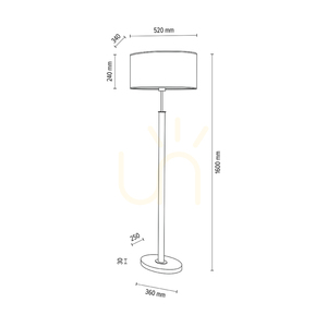 Stojací lampa Mercedes, olejovaný dub/matný nikl, bílé stínidlo, 1xE27, 52 cm small 4