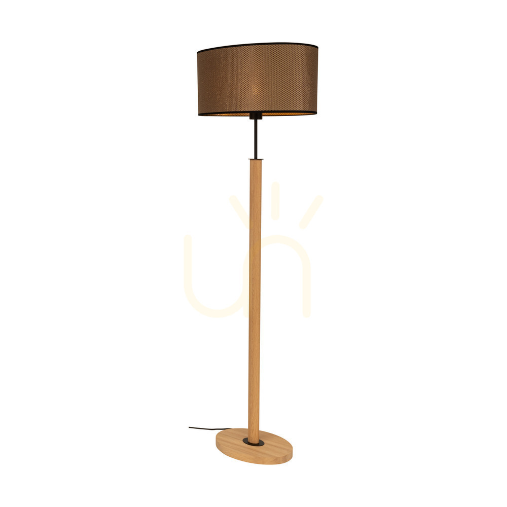 Pohled Stojací lampa Mercedes, olejovaný dub/černá, hnědo-černo-zlaté stínidlo, 1xE27, 52 cm Stojací lampa Mercedes, olejovaný dub/černá, hnědo-černo-zlaté stínidlo, 1xE27, 52 cm