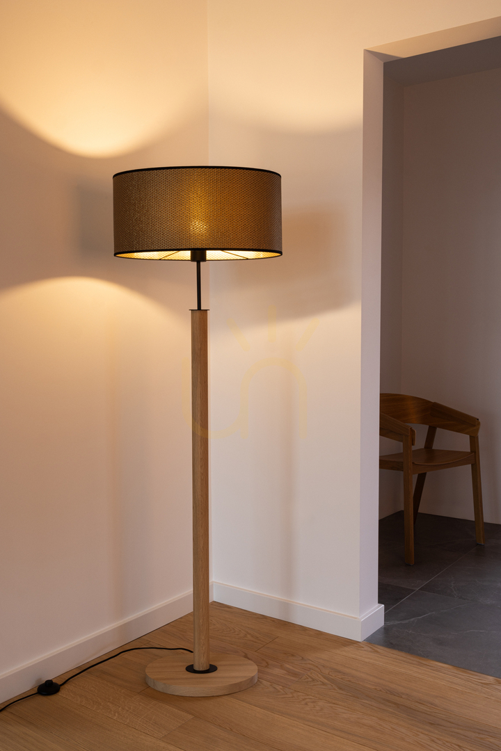 Zobrazit Stojací lampa Mercedes, olejovaný dub/černá, hnědo-černo-zlaté stínidlo, 1xE27, 52 cm Stojací lampa Mercedes, olejovaný dub/černá, hnědo-černo-zlaté stínidlo, 1xE27, 52 cm