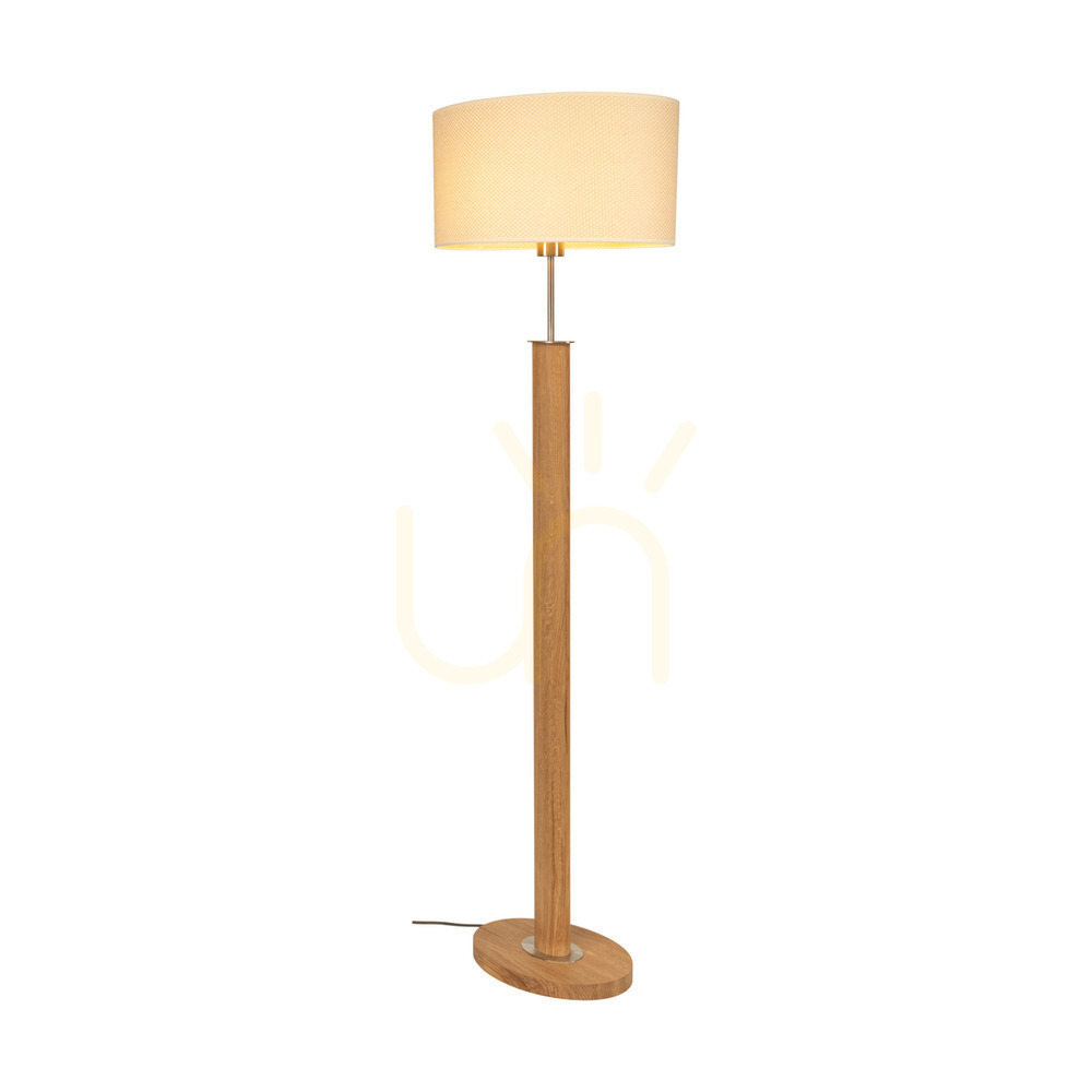 Pohled Stojací lampa Mercedes, olejovaný dub/matný nikl, krémovo-stříbrné stínidlo, 1xE27, 52 cm Stojací lampa Mercedes, olejovaný dub/matný nikl, krémovo-stříbrné stínidlo, 1xE27, 52 cm