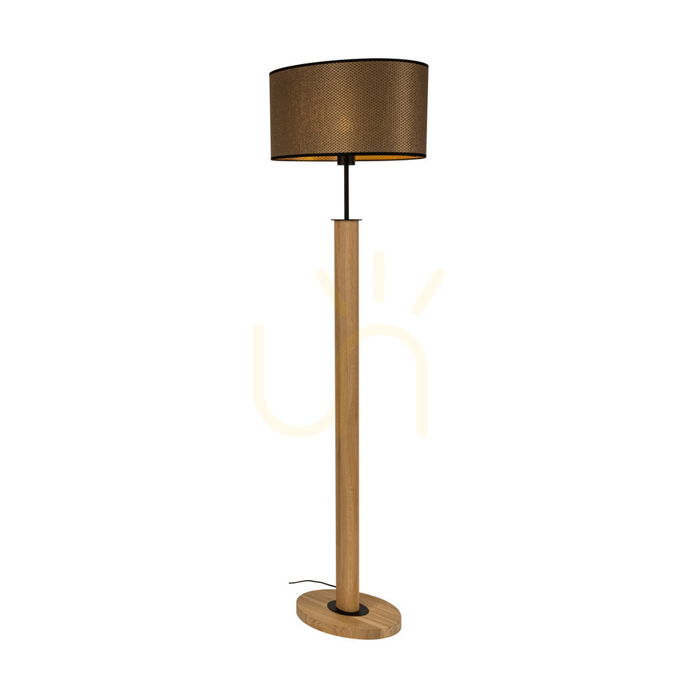 Pohled Stojací lampa Mercedes, olejovaný dub/černá, hnědo-černo-zlaté stínidlo, 1xE27, 52 cm Stojací lampa Mercedes, olejovaný dub/černá, hnědo-černo-zlaté stínidlo, 1xE27, 52 cm