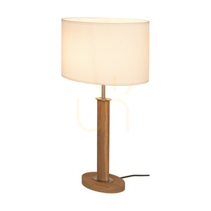 Stolní lampa Mercedes, olejovaný dub/matný nikl, bílé stínidlo, 1xE27, 36 cm small 1