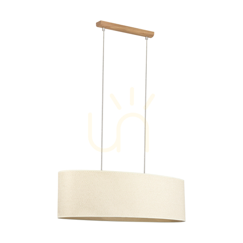 Kontrola Závěsné svítidlo Mercedes, olejovaný dub, krémovo-stříbrný stínidlo, 2xE27, 80 cm