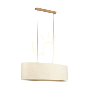 Závěsné svítidlo Mercedes, olejovaný dub, krémovo-stříbrný stínidlo, 2xE27, 80 cm small 0