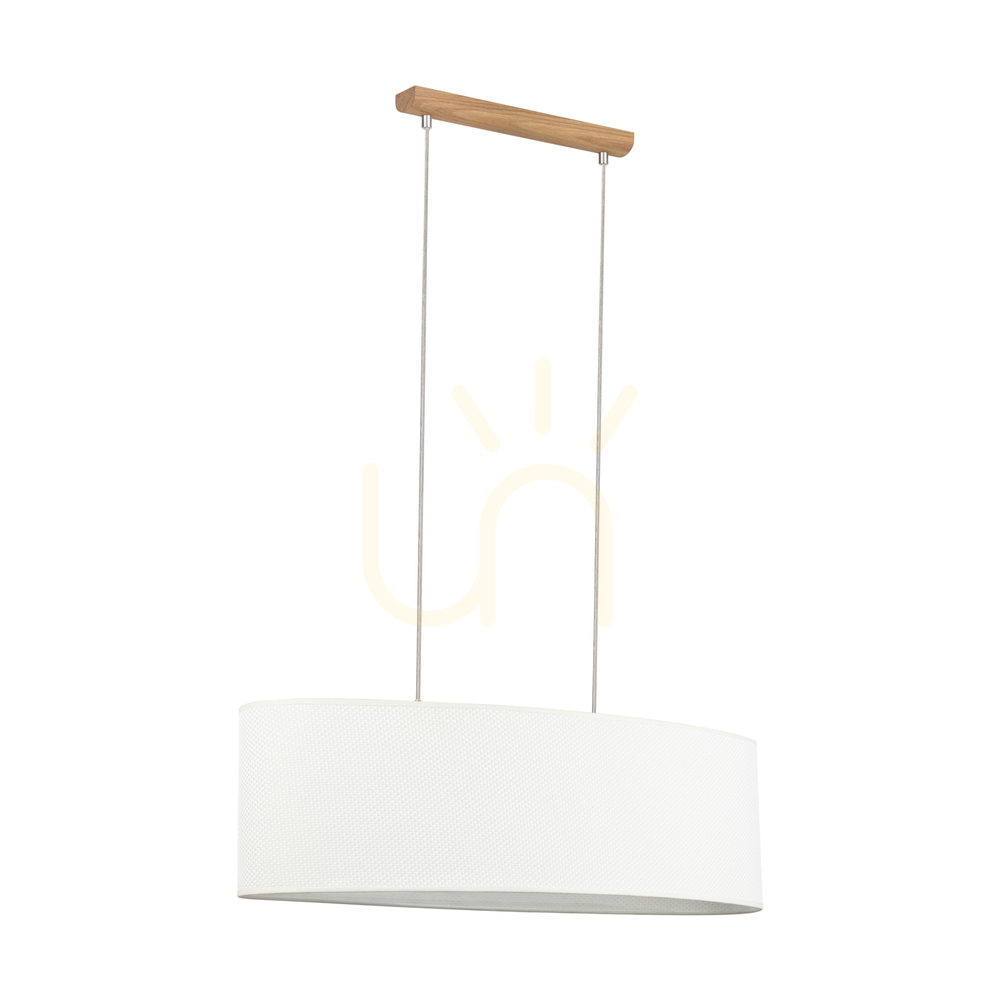 Mercedes Pendant Light, Oiled Oak, White Shade, 2xE27, 80 cm