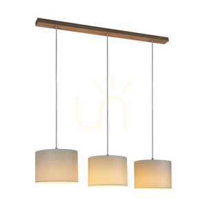 Závěsné svítidlo Mercedes, olejovaný dub, krémovo-stříbrný stínidlo, 3xE27, 100 cm small 1