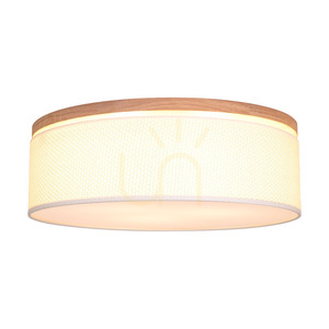 Stropní lampa Mercedes, olejovaný dub, krémovo-stříbrný stínidlo, 3xE27, Ø 48 cm small 1