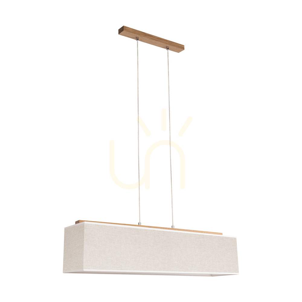 Hakon Pendant Light, Oiled Oak, Beige Shade, 4xE27, 90 cm