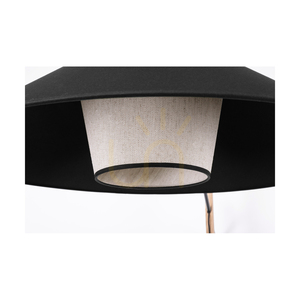 Stojací lampa Amigo, olejovaný dub/černá, béžový/černý stínidlo, 1xE27, 160 cm small 2