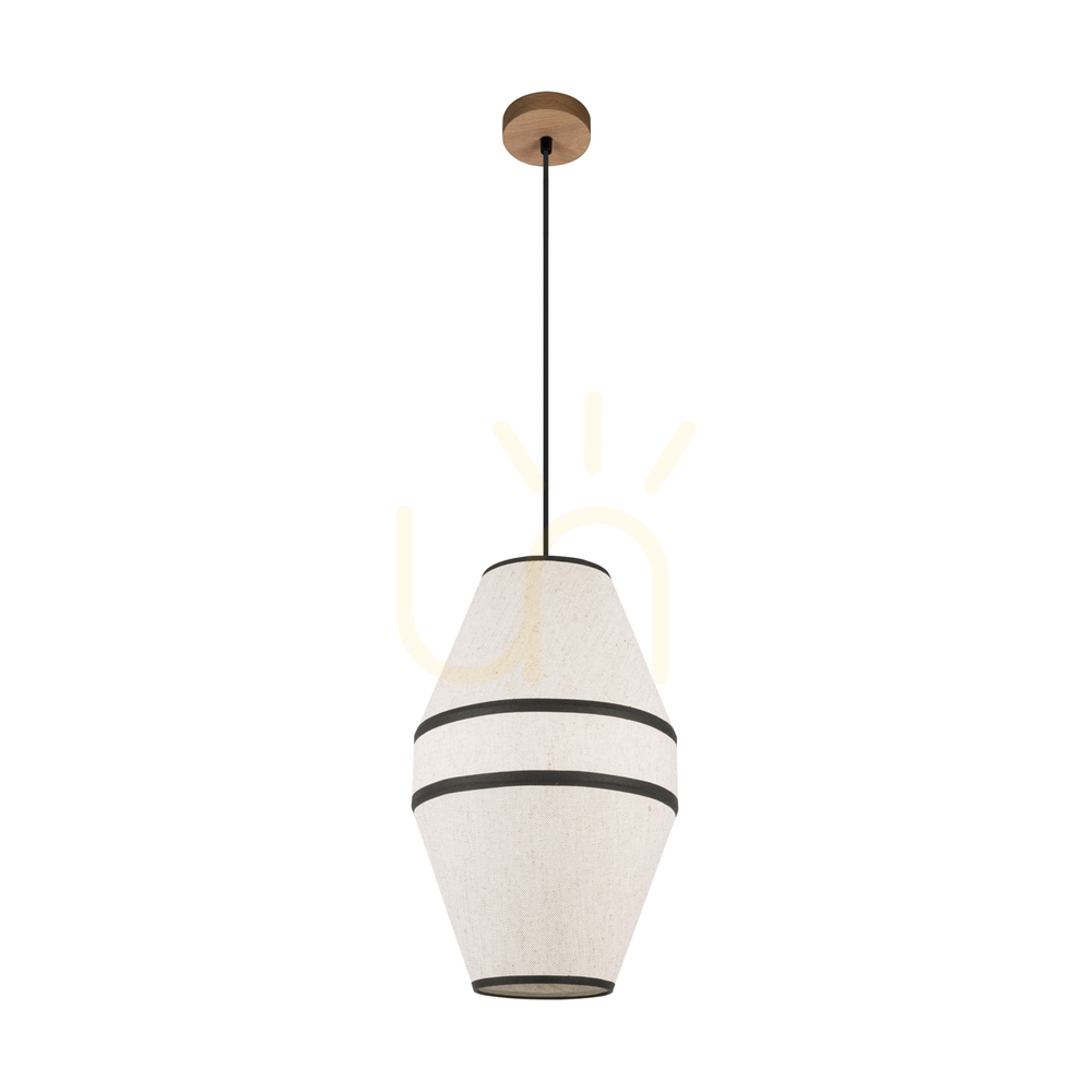 Amigo Pendant Light, Oiled Oak, Beige Shade, 1xE27, Ø30 cm