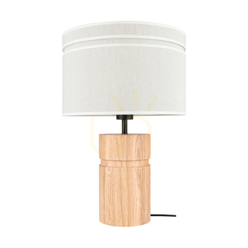 Kontrola Stolní lampa Palo, olejovaný dub/černá, béžové stínidlo, 1xE27, Ø35 cm