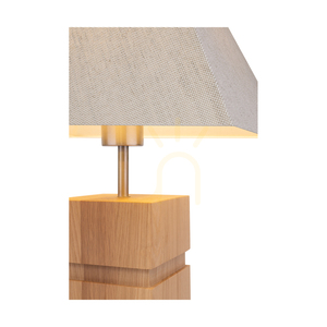 Stolní lampa Forte, olejovaný dub/matný nikl, béžové stínidlo, 1xE27, 35 cm small 2