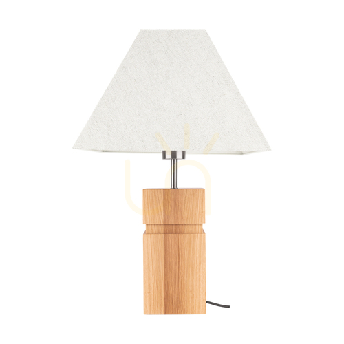 Kontrola Stolní lampa Forte, olejovaný dub/matný nikl, béžové stínidlo, 1xE27, 35 cm