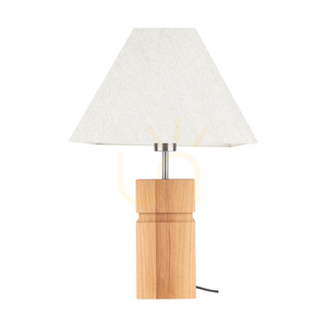 Stolní lampa Forte, olejovaný dub/matný nikl, béžové stínidlo, 1xE27, 35 cm small 0