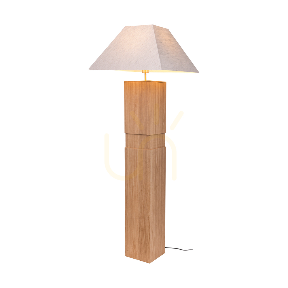 Pohled Stojací lampa Forte, olejovaný dub/matný nikl, béžové stínidlo, 1xE27, 58 cm Stojací lampa Forte, olejovaný dub/matný nikl, béžové stínidlo, 1xE27, 58 cm
