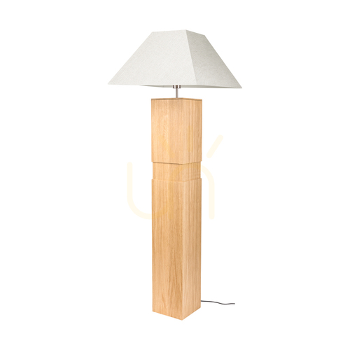 Kontrola Stojací lampa Forte, olejovaný dub/matný nikl, béžové stínidlo, 1xE27, 58 cm