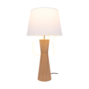 Stolní lampa Azalea, olejovaný dub/matný nikl, bílé stínidlo, 1xE27, Ø30 cm small 1