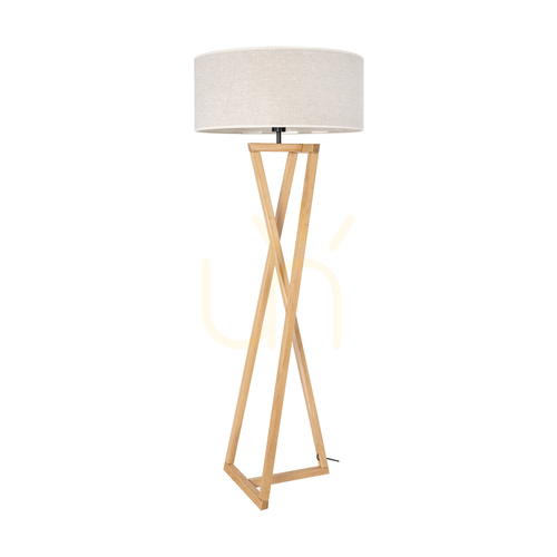 Kontrola Stojací lampa Clessidra, olejovaný dub/matný nikl, béžové stínidlo, 1xE27, Ø 58 cm