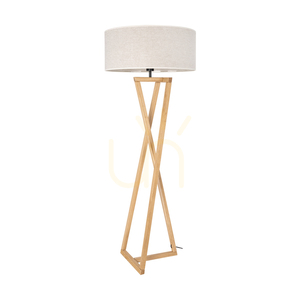 Stojací lampa Clessidra, olejovaný dub/matný nikl, béžové stínidlo, 1xE27, Ø 58 cm small 0