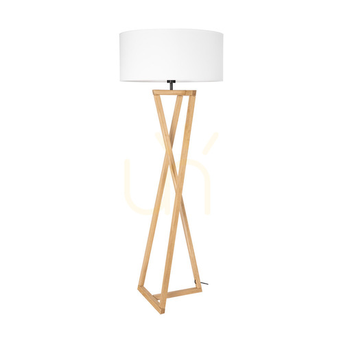 Kontrola Stojací lampa Clessidra, olejovaný dub/matný nikl, bílé stínidlo, 1xE27, Ø58 cm