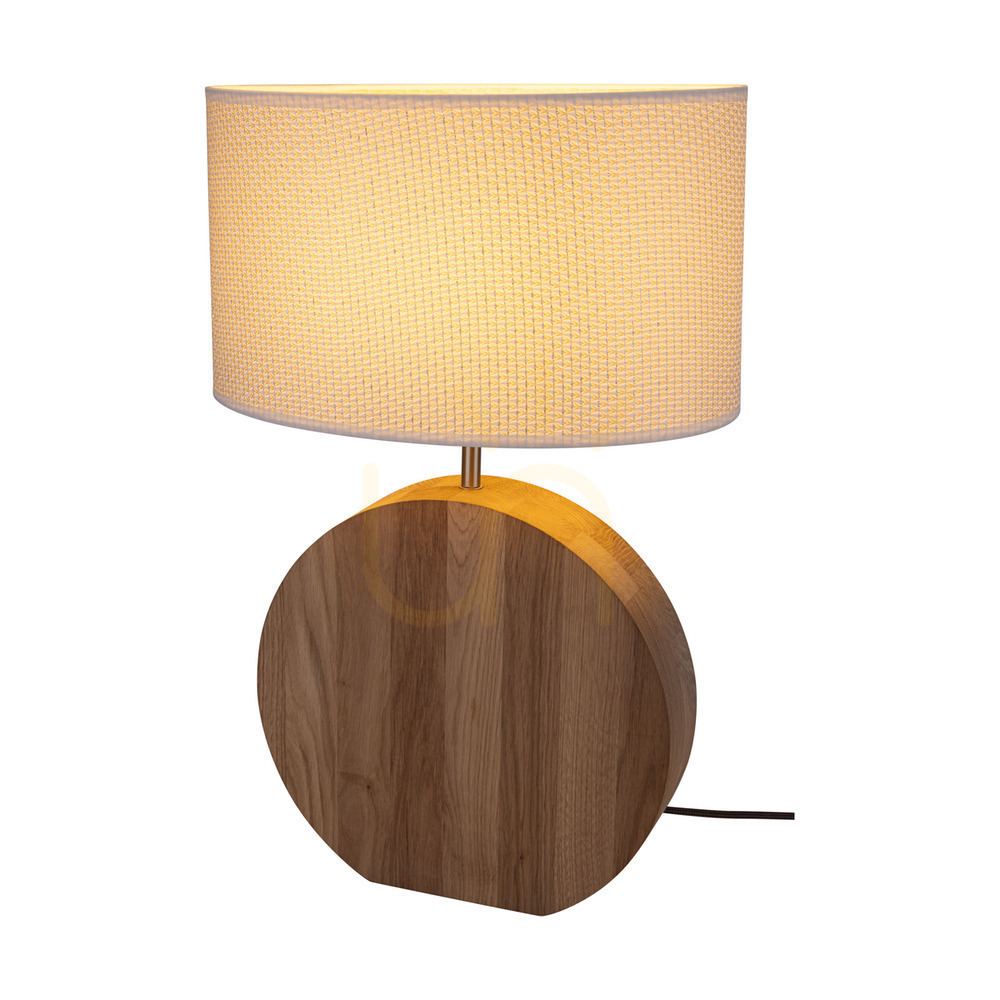 Pohled Stolní lampa Logan, olejovaný dub/matný nikl, krémovo-stříbrné stínidlo, 1xE27, 36 cm Stolní lampa Logan, olejovaný dub/matný nikl, krémovo-stříbrné stínidlo, 1xE27, 36 cm