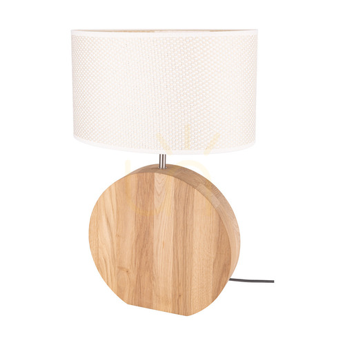 Kontrola Stolní lampa Logan, olejovaný dub/matný nikl, krémovo-stříbrné stínidlo, 1xE27, 36 cm
