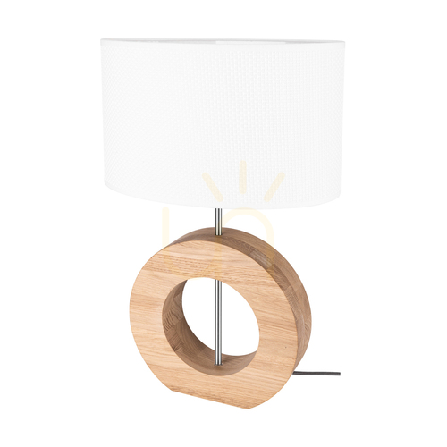 Kontrola Stolní lampa Logan, olejovaný dub/matný nikl, bílé stínidlo, 1xE27, 36 cm