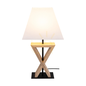 Stolní lampa Logan, olejovaný dub/černá, bílé stínidlo, 1xE27, 30 cm small 2