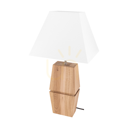 Kontrola Stolní lampa Logan, olejovaný dub/matný nikl, bílé stínidlo, 1xE27, 30 cm