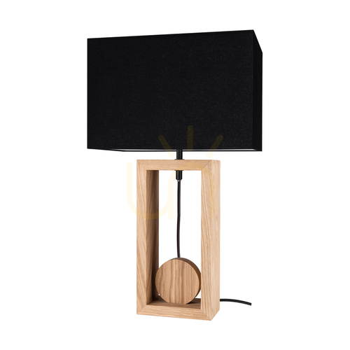 Kontrola Stolní lampa Logan, olejovaný dub/černá, černé stínidlo, 1xE27, 30 cm