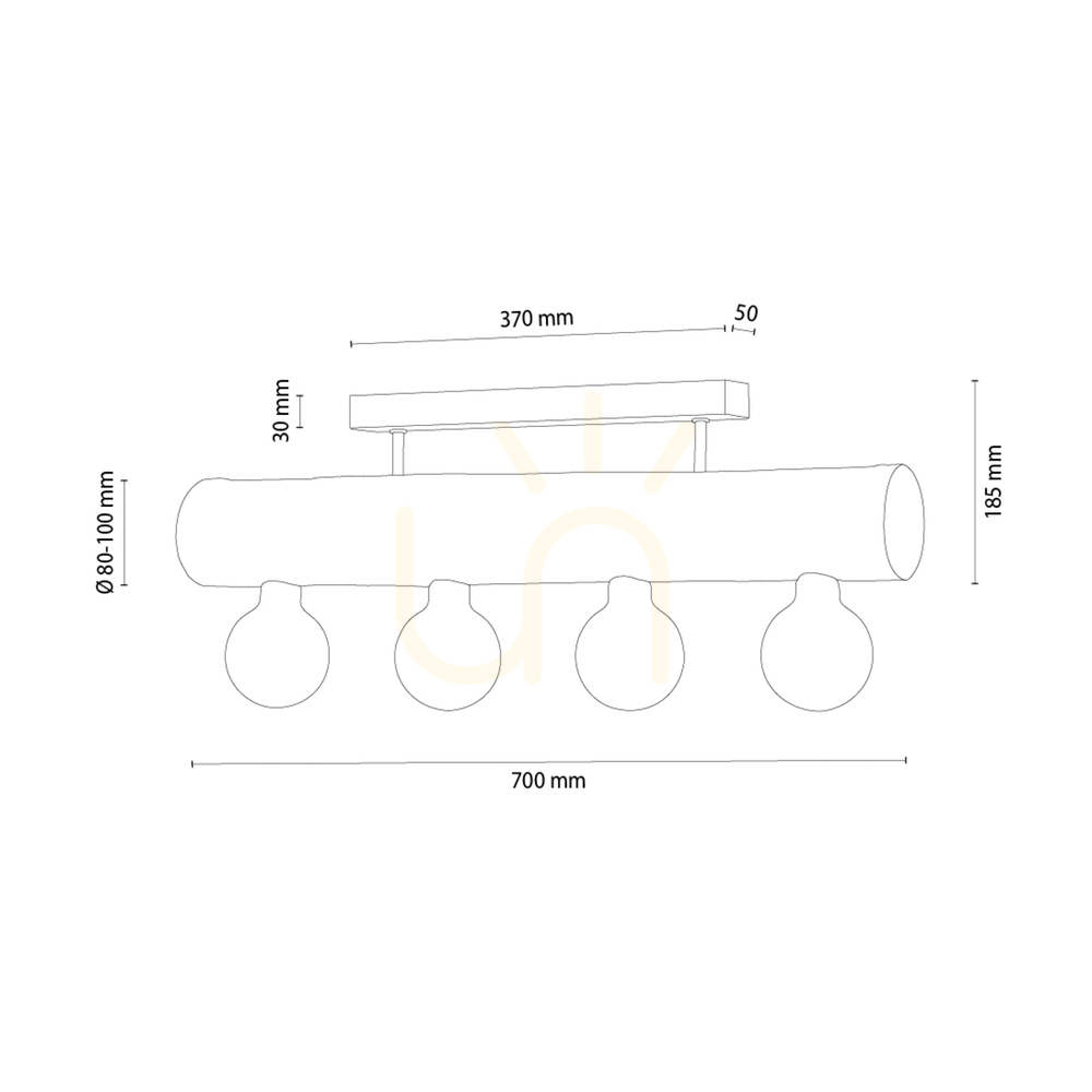 Náhled Stropní svítidlo Core, hnědé/černé, 4xE27, 70 cm Stropní svítidlo Core, hnědé/černé, 4xE27, 70 cm