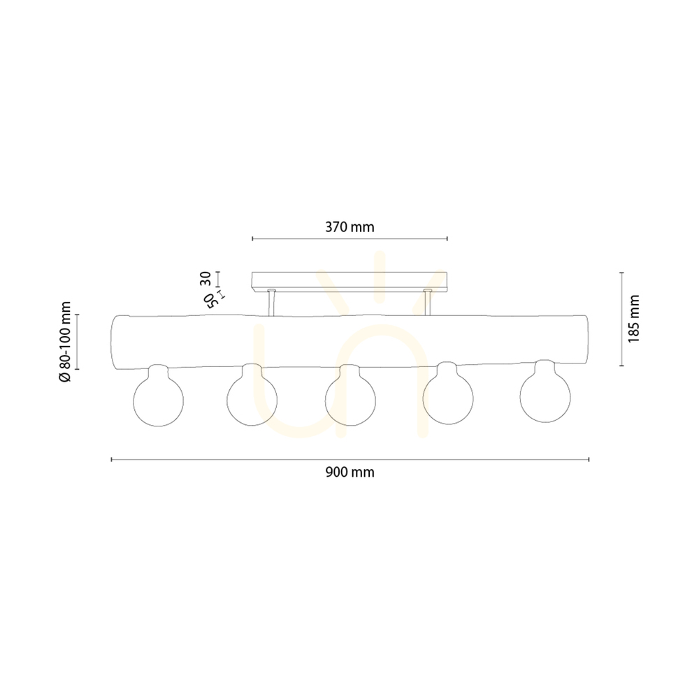 Pohled Stropní svítidlo Core, hnědé/černé, 5xE27, 90 cm Stropní svítidlo Core, hnědé/černé, 5xE27, 90 cm