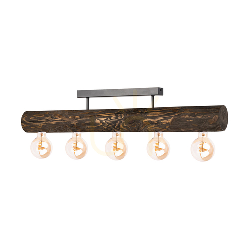 Kontrola Stropní svítidlo Core, ořech/černá, 5xE27, 90 cm