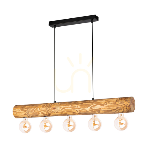 Kontrola Závěsné svítidlo Core, hnědé/černé, 5xE27, 90 cm