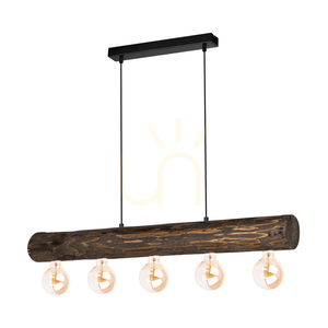 Závěsné svítidlo Brinova CORE, ořechový odstín/černá, 5×E27, 90 cm small 0