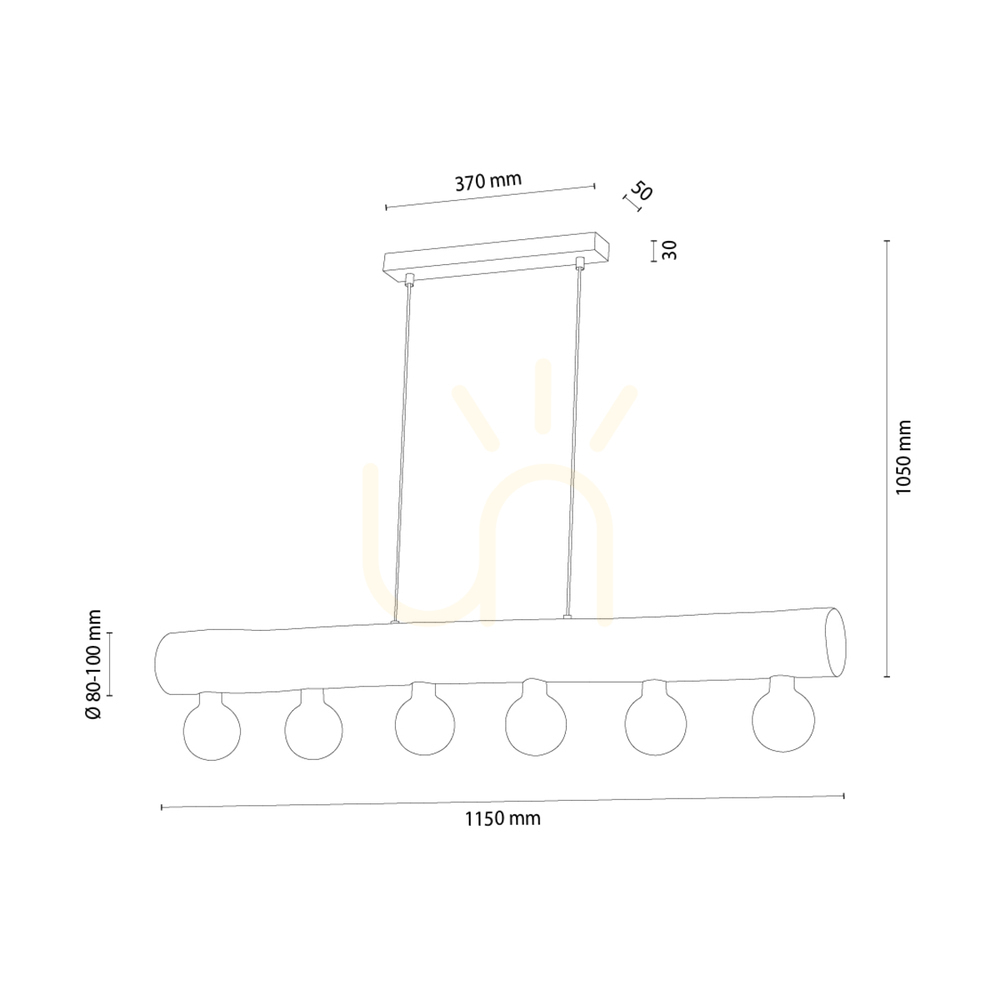 Pohled Závěsné svítidlo Core, hnědé/černé, 6xE27, 115 cm Závěsné svítidlo Core, hnědé/černé, 6xE27, 115 cm